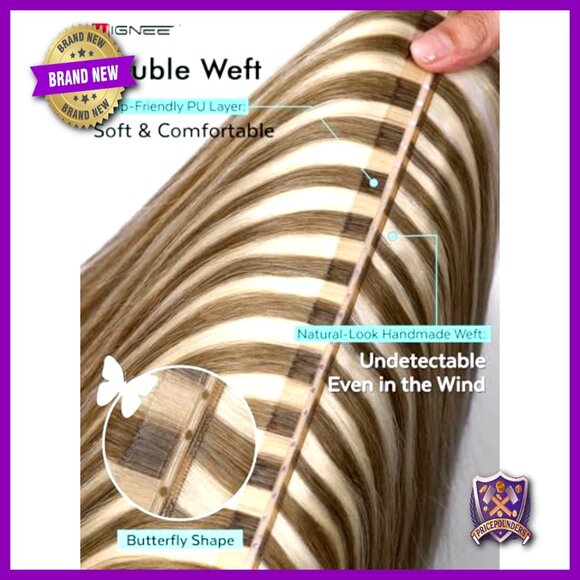 Human Hair Extensions 18 Inch Glue-Free Weft Micro Beads Volume main image 6